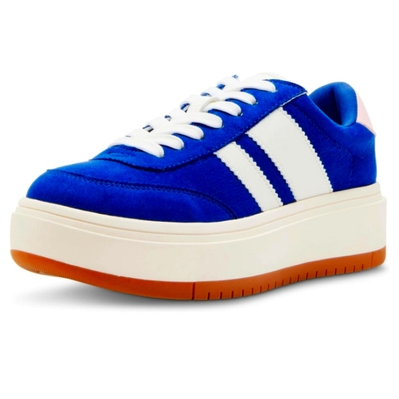 Vibrant Blue and White Platform Sneakers - Picture 1 of 6